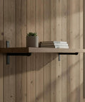 Industrial Pipe Shelf Bracket Wall Mount For Floating Shelves In Living Room And Kitchen Heavy Duty Black Iron Pipe Support with wood shelf