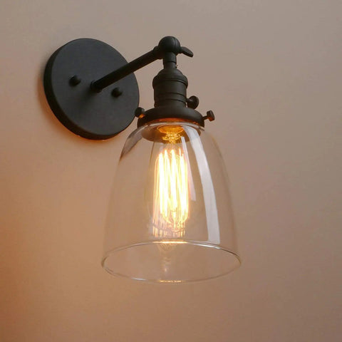 Vintage Industrial Wall Sconce With On Off Switch And Clear Glass Shade Indoor Vanity Light For Bathroom Bedroom Hallway Cafe Club Garage Classic Retro Glow For LED Incandescent Compatibility