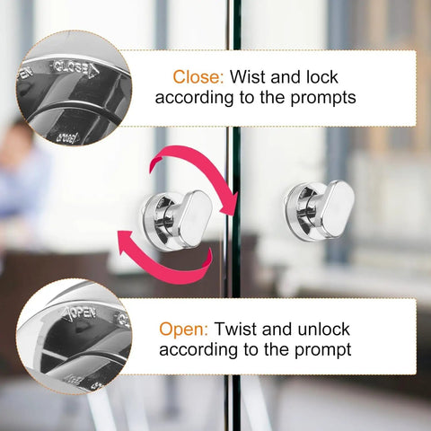 Two Pack Suction Cup Door Handle No Drilling Install For Shower Glass Doors Cabinets And Mirrors 62x50mm Silver Easy Press Lock And Turn For Secure Hold on glass door