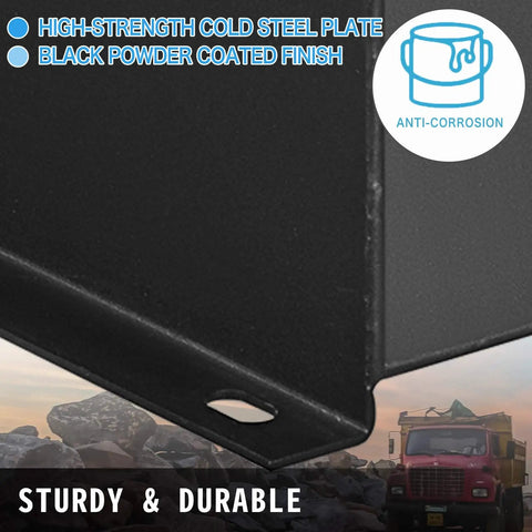Close-up of steel plate on Tough As Nails 10 Gallon Hydraulic Fluid Tank Steel Reservoir With Strainer, Tank Gauge, And Filter Breather Cap For Tractors And Trucks