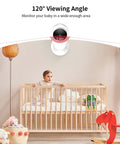1080P Indoor Baby Cam With Audio And Night Vision Nanny And Pet Surveillance Camera in nursery with crib and toys