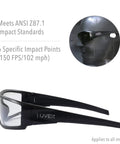 Work Ready Safety Glasses With Black Frame And SCT Reflect 50 Lens Anti Scratch Hardcoat And Anti Fog Coating For Clear Vision