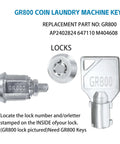 Universal Lock Cylinder Key Set For Commercial Washers And Dryers Compatible With Greenwald Speed Queen Machines GR800 Keys