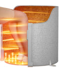 Under Desk Electric Foot Warmer For Office And Home with graphene radiant heating showing 360 degree warmth around feet and legs