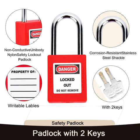 Pro Grade Lockout Tagout Kit Built Damn Tough For Ultimate Job Site Safety Featuring Universal Circuit Breaker Lockouts Heavy Duty Hasps And Clear Warning Tags For Easy OSHA Compliant Electrical Maintenance