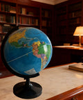Hands On 12 Inch World Globe Kit With Stand For Home Office And Classroom Learning Geography Education Blue DIY Assembly on desk