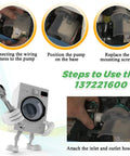 Washer Drain Pump Replacement For Kenmore Frigidaire Washers With Quiet Operation And 365 Day Warranty Easy Install Fits 137108100 134740800 AP5684706 134740500 PS7783938 Replacement Part, install steps