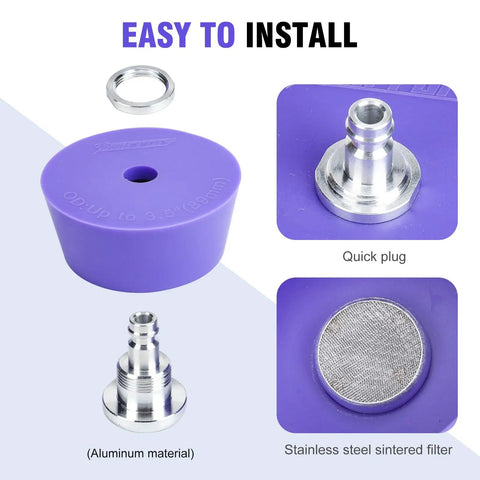 Silicone Purge Plugs Kit For Pipe Welding 0.9 To 4.0 Inch Back Purging Set includes purple silicone plug and stainless filter