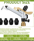 One And A Half Inch Sprinkler Spray Gun Kit With 360 Degree Adjustable Heads And Nozzle Set showing product size