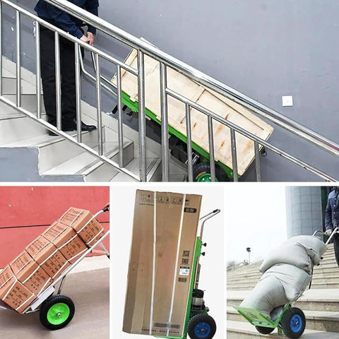 Heavy Duty Electric Stair Climber Hand Truck Workhorse For Moving Heavy Objects With Aluminum Alloy Frame Lightweight Yet Rugged S Shaped Support Arm Up Stairs Appliances And Boxes on stairs