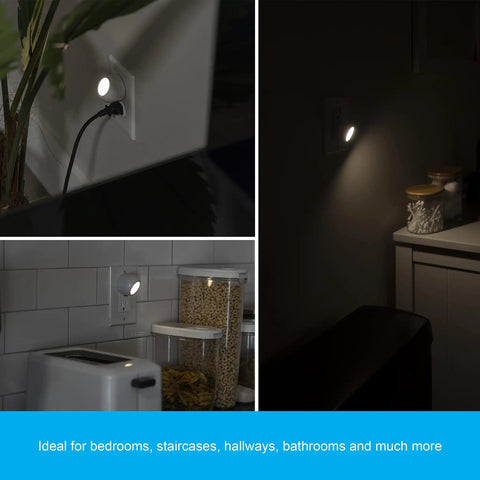 Rotating Plug In Night Light Two Pack With Dusk To Dawn Sensor For Bedroom Hallway Stairs Bathroom Dorm Room Home Decor Go To Apartment Essentials Ambient LED Lighting Long Life Energy Saving