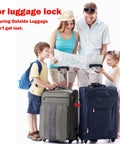 Family with luggage demonstrating Heavy Duty One Eighth Inch Stainless Steel Security Cable With Double Loop Great For Luggage Locks.
