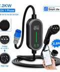 Super Slick Portable Type 2 EV Charger 7.2kW 32A Level 2 Wallbox with control panel and charging cable 3.5M length
