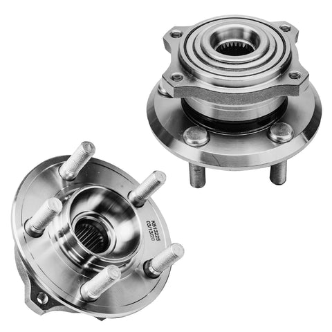 Beefed Up AWD Front Wheel Bearing Hubs And CV Axle Kit For Chrysler 300 Dodge Charger Challenger Magnum Includes 2 Front CV Axles And 2 Hub Bearings 5 Lug 4 Bolt Square Flange Non ABS AWD Drive, showing front view of hub bearings.