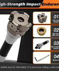 Face Mill Cutter Set With Hard Alloy Inserts R8 FMB22 Plus Accessories For Precision Milling display