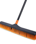 Solid 24 Inch Heavy Duty Push Broom Built Different To Handle The Daily Grind sweeps debris with stiff bristles and adjustable pole.