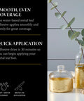 Mona Lisa metal leaf adhesive, 2 oz water-based craft glue, shown with gold leaf sheets in glass jars and eucalyptus stems.