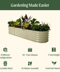 Olive Green 17 Inch Tall Nine In One Metal Raised Garden Bed Kit with flexible configurations for patios or backyards.