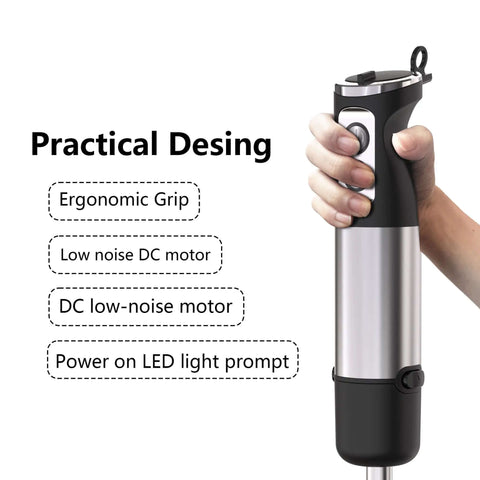 Heavy Duty Kitchen Workhorse 1000W Handheld Immersion Blender featuring ergonomic grip and stainless steel finish.