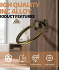Round Sliding Barn Door Handles Ring Set 3.8 Inch Antique Brass Zinc Alloy Drawer Pulls For Cabinets and Farmhouse Hardware
