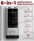 G1 Video Smart Lock With Camera And Doorbell, 6 In 1 Keyless Entry System With Fingerprint, App Remote, IC Card, Passcode, And Voice Control