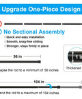 Diagram showing No Sectional Assembly Tension Curtain Rod 56 To 104 Inches 1 Inch Diameter Adjustable Shower Rod features