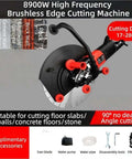 Heavy Duty Electric Concrete Cutter Saw With 8900W Motor Dual Blades and Integrated Water Pump, close up view showing components.