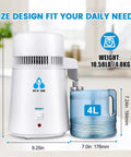 No Fuss Everyday Home Water Distiller 1 Gallon Maker 750W Power 4L Capacity Delivers Pure Distilled Water for Drinking on Kitchen Countertop
