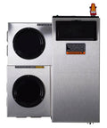 Top view of stainless steel Automatic Commercial Coffee Brewer With 3 Lower Warmers 120V Delivers 3.9 Gallons Per Hour Hot Water Tap