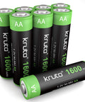 1600mAh 1.2V NiMH AA rechargeable battery for outdoor solar lights and household gadgets, black and green casing