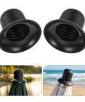 Upgrade Your Outdoor Space with These Durable Black Plastic Beach Umbrella End Caps Featuring Threaded Spiral Finial Design, Universal 24 Type Patio Umbrella Repair Kit Built Tough For Rain Resistant Performance In Any Backyard Or Garden Setting Perfect. Black plastic threaded umbrella end caps, set of 2, for beach and patio poles