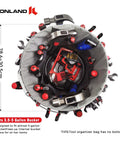 Top view of Bucket Tool Organizer Caddy Fits 3.5 to 5 Gallon Buckets, 51 Pockets for Garden, Construction, Red and Black.