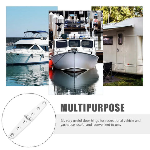 Beefy Heavy Duty 316 Stainless Steel Door Hinge For RV And Motorhome Replacement 28x152mm Marine Yacht Grade shown with boats and RV
