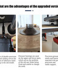 Close-up of Heavy Duty Electric Circular Saw Blade Sharpener With Five Inch Grinding Wheel and Water Reservoir for Carbide Inserts 550 Watt Motor showing precise guides and bearings.