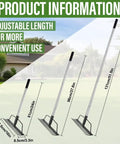 Three sizes of 15 Inch Wide Bow Rake With 16 Steel Tines And Stainless Steel Handle for lawn care shown against garden backdrop.