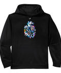 Hilarious Tools Vise Gauge Square Set Edge Mens Machinist CNC Performance Hoodie in black fleece with colorful graphic design.