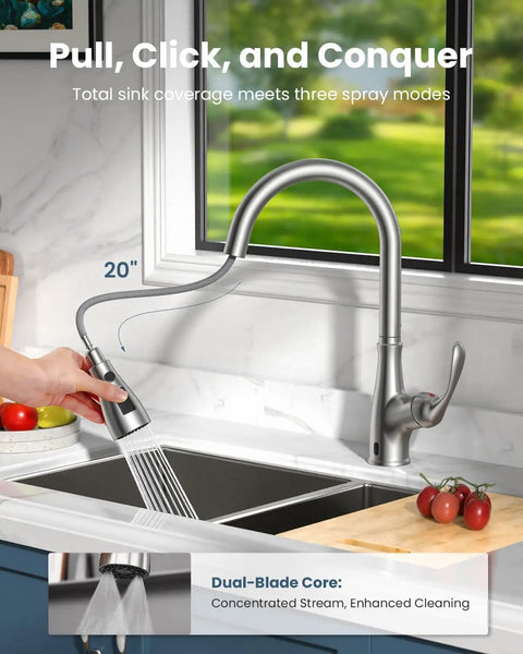 Touchless Kitchen Faucet With Pull Down Sprayer, Motion Sensor Hands Free Convenience, Single Handle Smart Sink Faucet in use