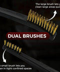 Close-up of dual brushes from Six Pack Double Ended Gun Cleaning Brushes Set With Brass And Nylon Bristles All Purpose Cleaning Kit