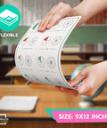 Hands holding Flexible Dry Erase Fraction Sheets 9 by 12 Inch Small Whiteboards Pack of 10 for Classroom and At Home Math Fractions Teaching