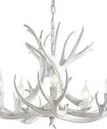 White 30 Inch 5 Light Faux Horn Antler Chandelier for Rustic Farmhouse Dining Room Living Room Cabin With Sloped Ceiling Dope Barn Vibe Hanging Light Includes LED Bulbs hanging