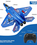 F22 Fighter RC Plane Ready To Fly With Gyro Stabilization For Beginners Kids Remote Control Airplane layout with remote control.