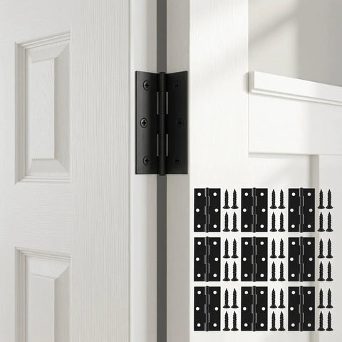 12 Pack Black 2.5 Inch Door Hinges With Screws For Doors Cabinets Furniture And DIY Projects Mini Metal Butt Hinges Heavy Duty Hardware Set