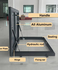Heavy Duty Aluminum Roof Access Hatch Door With Maintenance Hatch And Security Barrier For Emergency Access In Factory Warehouse Or Home Attic Skylight Cover Rainproof Anti Theft Blackout 95x95cm, open view