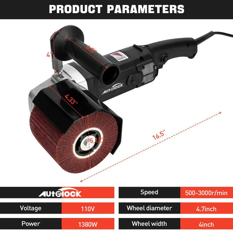 Beast Metal Burnishing And Polishing Machine With Four Burnishing Wheels Electric Sander Polisher with dimensions.