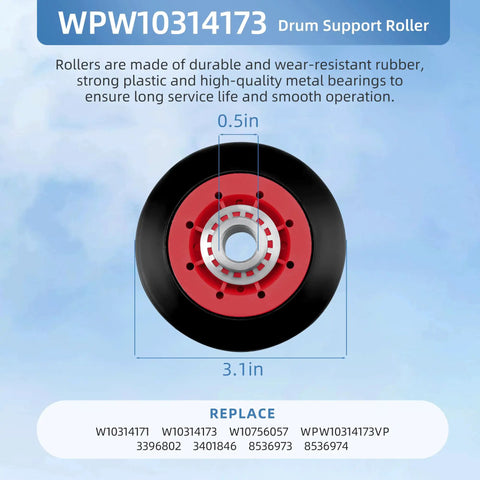 Five Wheel Dryer Repair Kit Upgrade 4392067 With WPW10314173 Drum Rollers Idler Pulley Assembly Bracket And 661570V Belt detail
