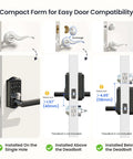 Compact form design for easy installation of Smart Lever Deadbolt with compatibility for single hole and deadbolt setups.