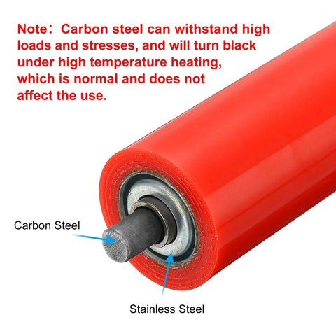 Polyurethane Coated Conveyor Roller 2 Inch Diameter And 24 Inch Length With Galvanized End Red Finish detail view