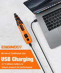 Mini Cordless Rotary Tool Kit With 3.7V USB Recharge connected to a laptop, highlighting its USB charging feature.