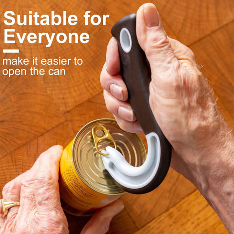 2 Pack Easy Open Ring Pull Can Opener Set For Folks With Painful Fingers Nail Friendly Kitchen Gadget That Lets You Open Cans Smoothly Without Bending Tabs Durable Lightweight Design, plastic ring-pull opener in use