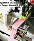 Adjustable Seam Guide For Serger And Overlock Machines Multi Position Edge Guide For Zippers Lace Elastic And Tapes shown in use